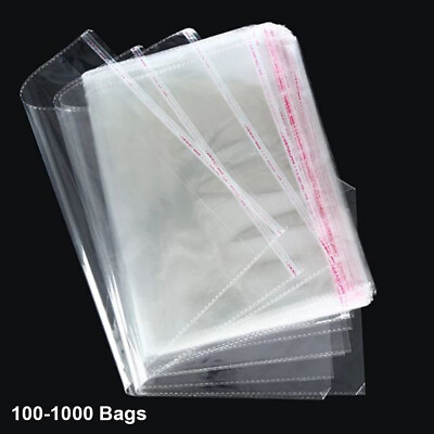#ad 100 1000 Clear Self Adhesive Poly Bags OPP Cellophane Plastic Bags Choose Size $63.28