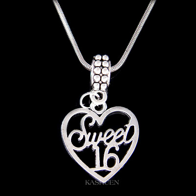 #ad Sweet 16 Necklace Sixteen Year Old Birthday Gift Heart Girls Teenager Jewelry $34.99