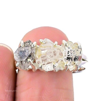 #ad Wedding Gift For Her 925 Silver Natural Herkimer Daimond Statement Ring Size 9.5 $8.99