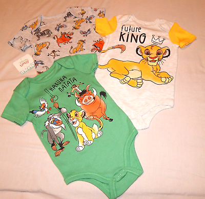 #ad Baby Boys Lion King 3 pc Pack Bodysuit Set Size 18 Months Simba NEW Outfit Timon $25.84