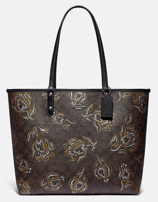 #ad Floral Leather COACH City Tote Signature Canvas Large Bag Handbag F78282 $150.00