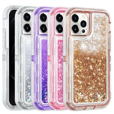 #ad For iPhone 15 Pro Max 14 13 12 11 XS XR 876 Liquid Glitter Bling Case Shockproof $10.17