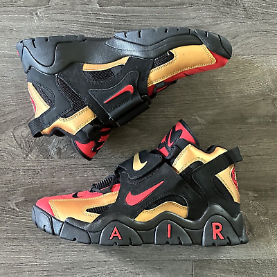 #ad RARE Nike Air Barrage Mid Red Black Metallic Gold Mens Shoes CT1573 700 Size 10 $189.00