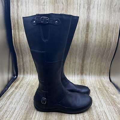#ad North Face Awnu Camryn Women#x27;s Size 6 Black Leather Zip Tall Boots Riding Boots $36.75