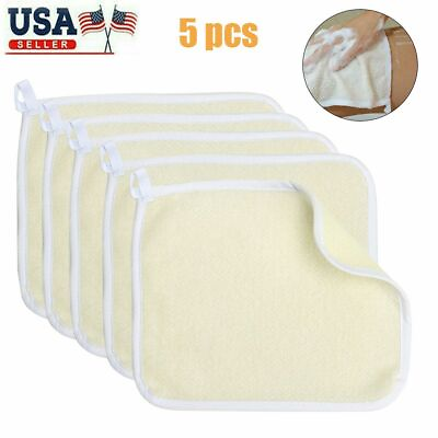 #ad 5 Pcs Set Exfoliating Face and Body Wash Cloths Towel Soft Weave Bath Cloth New $10.39