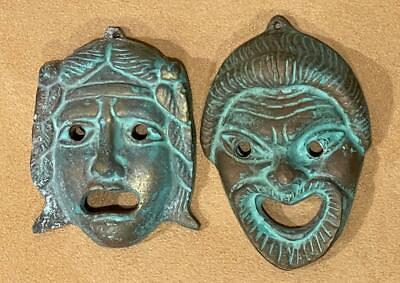 #ad Vintage Bronze Copies Masks of Ancient Greek Comedy amp; Tragedy Thalia amp; Melpómene $69.99