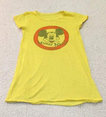 #ad Mickey Mouse Club Vintage T Shirt Adult SMALL Yellow Walt Disney Short Sleeve $18.95