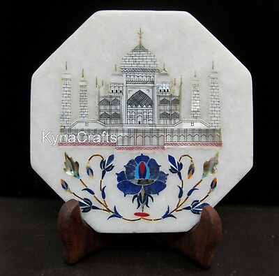 #ad 5 Inches Octagon Marble Business Plate Taj Maha Replica Inlay Work Tea Pot Stand $99.00