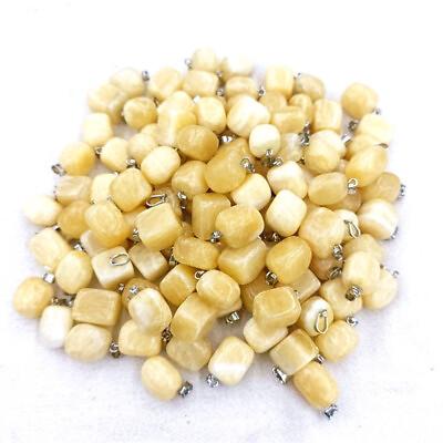 #ad 100pcs Handmade Irregular Natural Yellow Jade Stone Pendant Jewelry Making $27.54