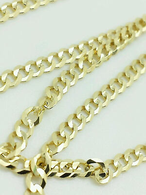 #ad 14K Solid Yellow Gold Cuban Link Chain Necklace 18quot; Men#x27;s Women Sizes $151.99