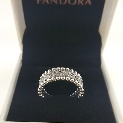 #ad New Pandora Beaded Pave Band Ring # 198676C01 w Box $47.99
