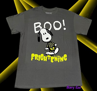 #ad New Peanuts Charlie Brown Snoopy Skelton Halloween Great Pumpkin Mens T Shirt $21.95