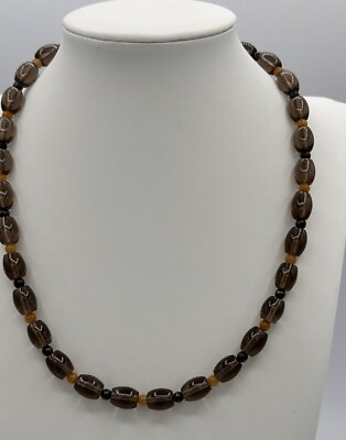 #ad Carolyn Pollack 925 Sterling Smoky Quartz Orange Gemstone Necklace 17” $80.50