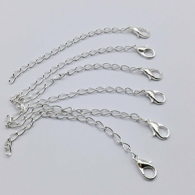 #ad #ad 2pcs Solid 925 Sterling Silver Necklace Extender Chain Bolt Clasp 3 10cm $8.16