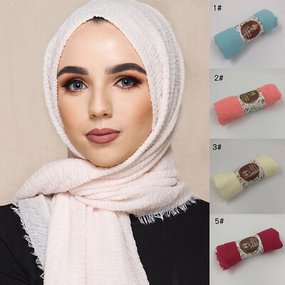 #ad Linen Scarves Women Head Hijab Cotton Scarf Long Autumn Spring Wrap Shawl Solid $9.06