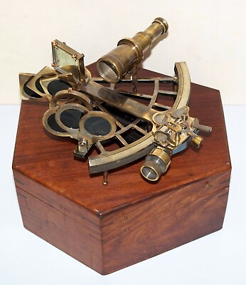 #ad Nautical Sextant With Wooden Box Working Replica Retirement Gift Ship Instrument $166.18