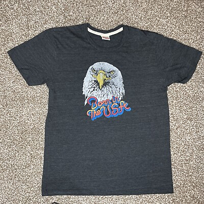 #ad Homage Born In The USA Bald Eagle T Shirt Mens Medium Black Short Sleeve $11.99