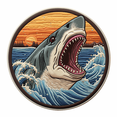 #ad Megalodon Shark Embroidered Patch Iron on Applique Clothing Vest Ocean Animal $6.87