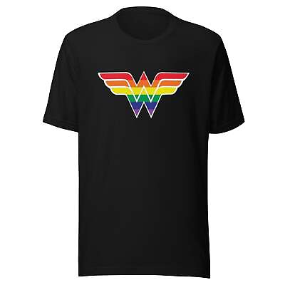 #ad Pride T shirt Super Hero Logo In Pride Colors 100% Cotton Short Sleeve Crew Neck $15.99
