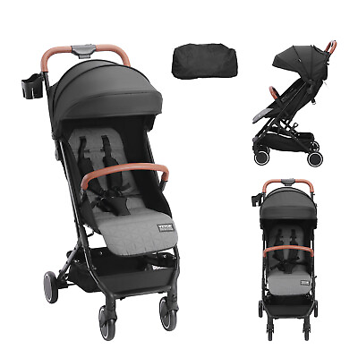 #ad VEVOR Baby Stroller Newborn Toddler Adjustable One click Folding Black $98.99