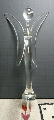Fantastic Hand Blown Crystal Angel Bottle Stopper Dated 1989 14 Inches Tall WOW $79.50