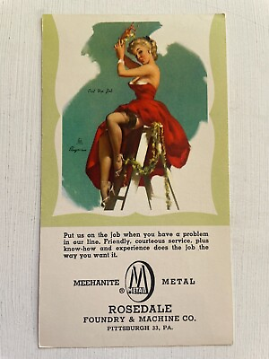 #ad 1957 Pinup Girl Advertising Picture Woman Under Mistletoe by Elvgren $16.50