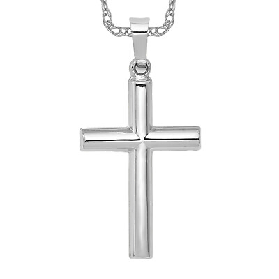 #ad 14K White Gold Latin Mexican Cross Necklace Charm Pendant $207.00