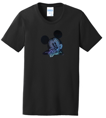 Women#x27;s Mickey Mouse T Shirt Disney Ladies Tee Shirt S 4XL Bling Crew Neck $24.99