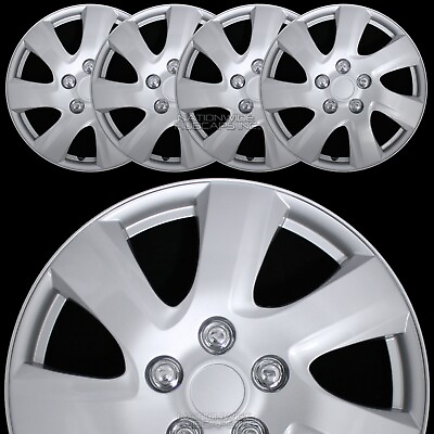 #ad 15quot; Set of 4 Silver Wheel Covers Snap On Full Hub Caps fit R15 Tire amp; Steel Rim $44.99