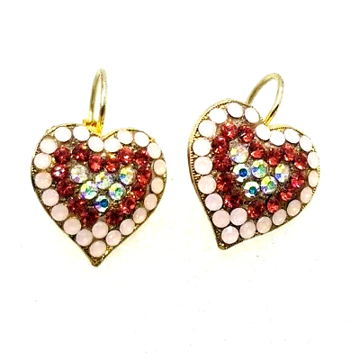 #ad Lovely Crystal Beautiful Hearts Earrings Red and light pink crystals $21.75