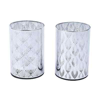 #ad Set of 2 Silver Color Hook Diamond Ring Pattern Warm LED Lantern Home Decoration $16.99