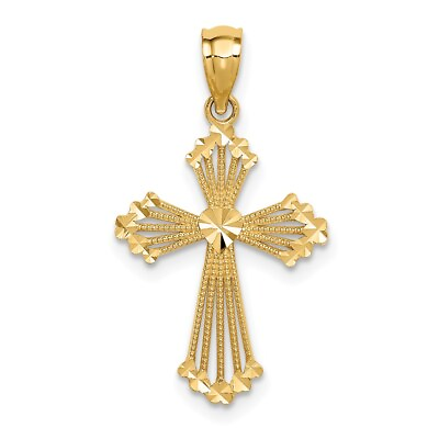 #ad Real 14kt Yellow Gold Passion Cross Pendant $90.19