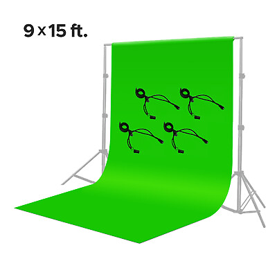 #ad LS 9 x 15 ft Green Muslin Photo Backdrop Chromakey Screen and Clip Holder Set $30.81