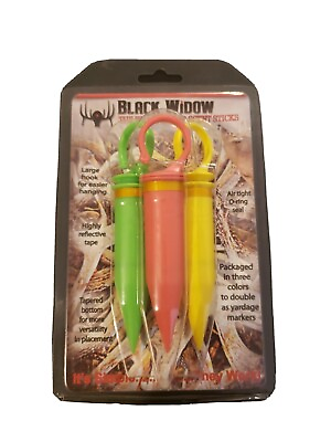 #ad NEW Black Widow 3 Pack Deer Lures Scent Sticks Reflective Tape $11.69