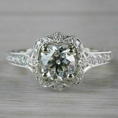 #ad 2.80Ct Lab Created VVS1 D Diamond Vintage Engagement Ring 14K White Gold Finish $44.16