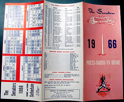 #ad 1966 WASHINGTON SENATORS SPRING TRAINING MEDIA GUIDE amp; ROSTER PAMPHLET $7.50