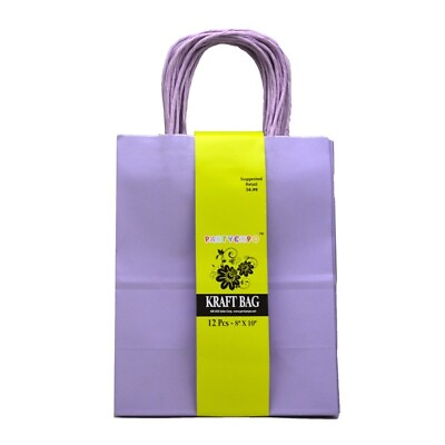 #ad #ad 12 Lavender Medium Kraft Paper Party Shopping Gift Bags with Handles Retail 10x8 $15.59