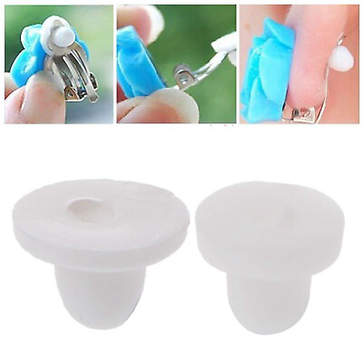 #ad 200pcs White Anti Pain Earring Back Pads Silicone Cushion for Clip on Earrings $3.79