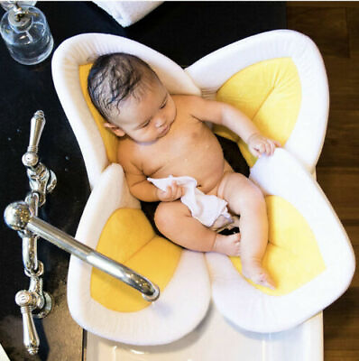 #ad Blooming Bath yellow lotus flower in sink baby bath cushion IOB $46.00