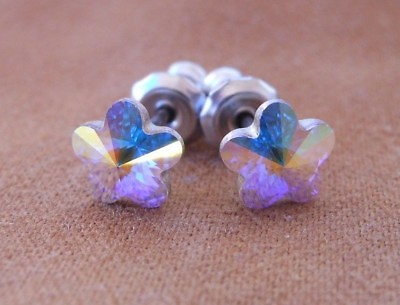 #ad HYPOALLERGENIC Stud Earrings Lead and Nickel Safe Crystal Earrings Flower in AB $12.95