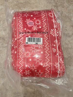 #ad VICTORIA#x27;S SECRET HOLIDAY RED SNOWFLAKE FAIR ISLE SHERPA BLANKET THROW NEW $22.00