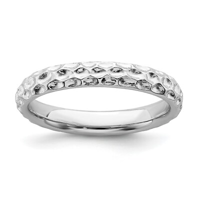 #ad Sterling Silver Stackable Expressions Rhodium Ring $22.52
