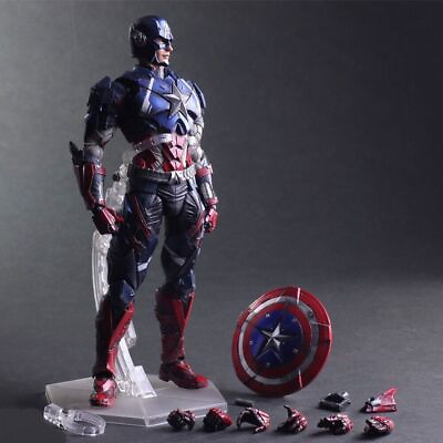 #ad Play Arts Kai Captain America Action Figure Collection Statue New Model Toy Gift $66.98