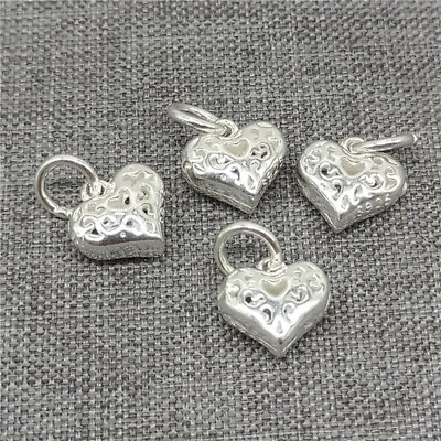 #ad 5pcs of 925 Sterling Silver Small Shiny Love Heart Charms $15.79