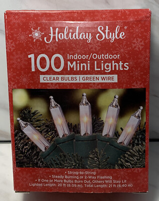 #ad Holiday Style 100 Indoor Outdoor Mini Lights Christmas Clear Bulbs 20 feet $4.87