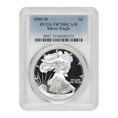 #ad 1995 W KEY DATE $1 Silver Eagle PCGS PR70DCAM 1 oz Deep Cameo Proof graded coin $14795.00