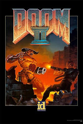 #ad Doom 2 Hell On Earth Video Game Poster Game Art Print id Software Reprint 12x18 $14.99