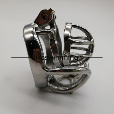 #ad Male Chastity Device Rings Lock Belt Stainless Steel Separate Cage Lockdown $63.98