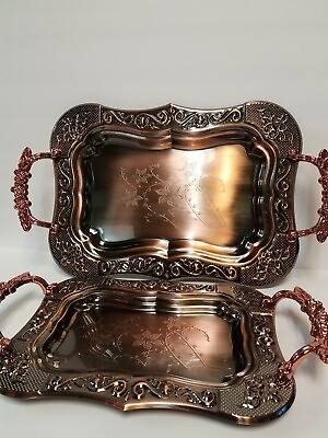 Tray Set Luxury Style Bronze Antique Style X Mas Holiday Gift In Stock USA $29.00