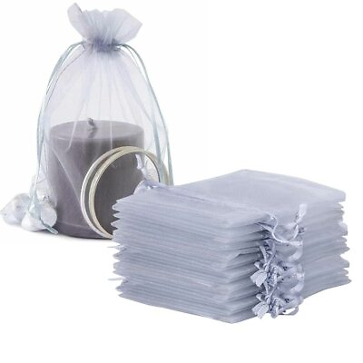 #ad 100 Pcs Organza Drawstring Gift Bags for JewelryBeads5x7 Inch Sheer Fabric $15.14